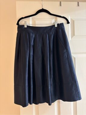 Silk Pleated Navy Women's Skirt